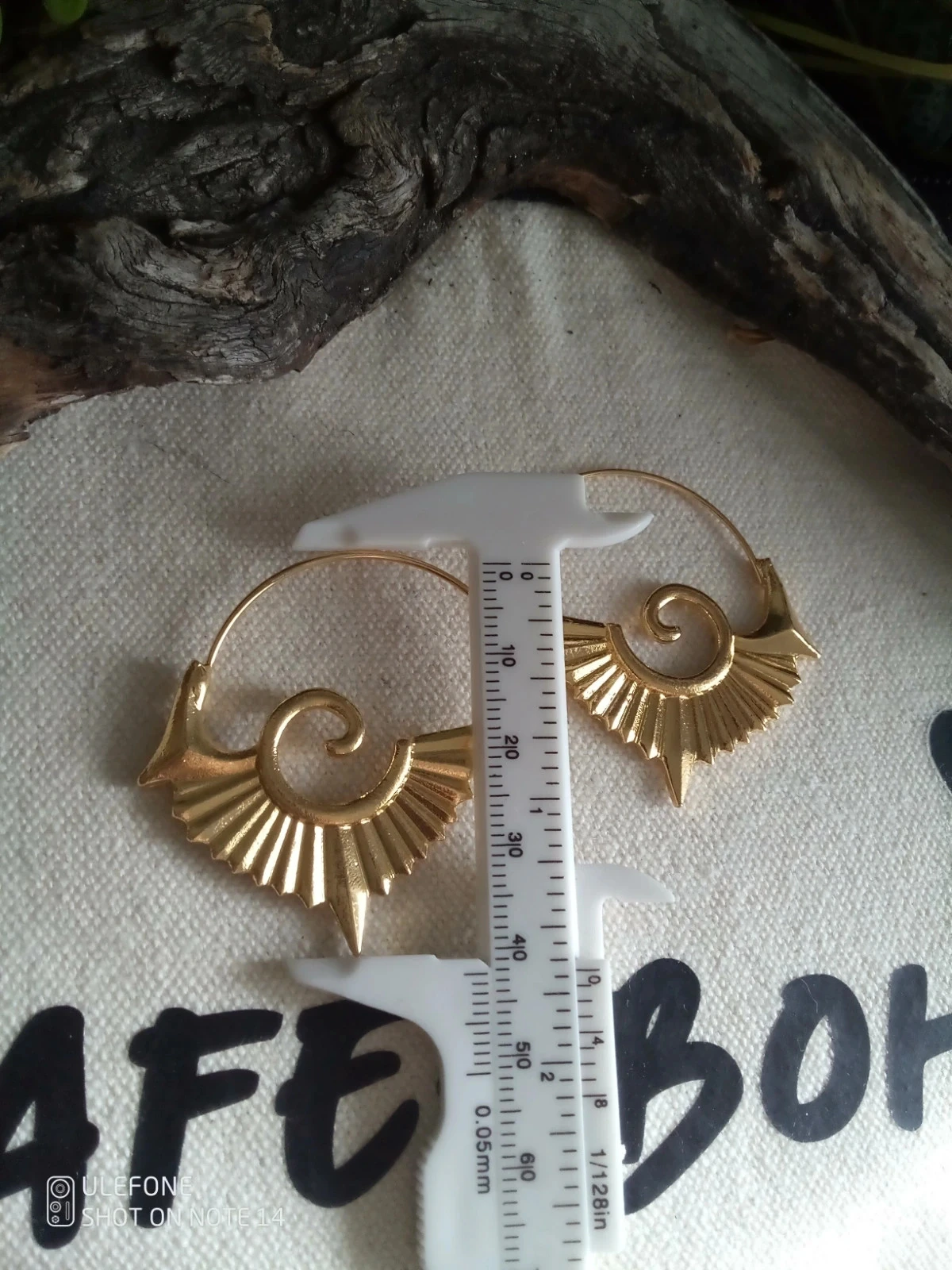 Gold-tone steel ethnic hoop earrings – photo 2